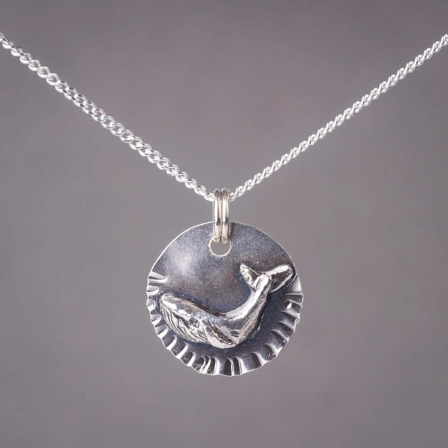 Whale silver pendant necklace in sterling silver 