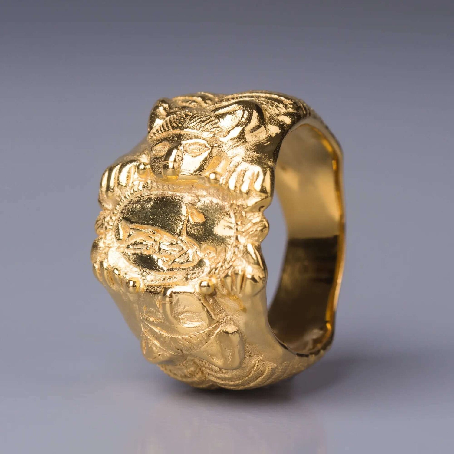 Gold statement ancient style ring