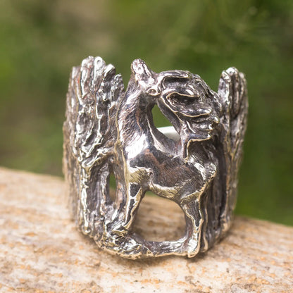 Elk Ring in Silver, Stag Ring, Enchanted Forest jewelry, Woodland Spirit Animal Ring