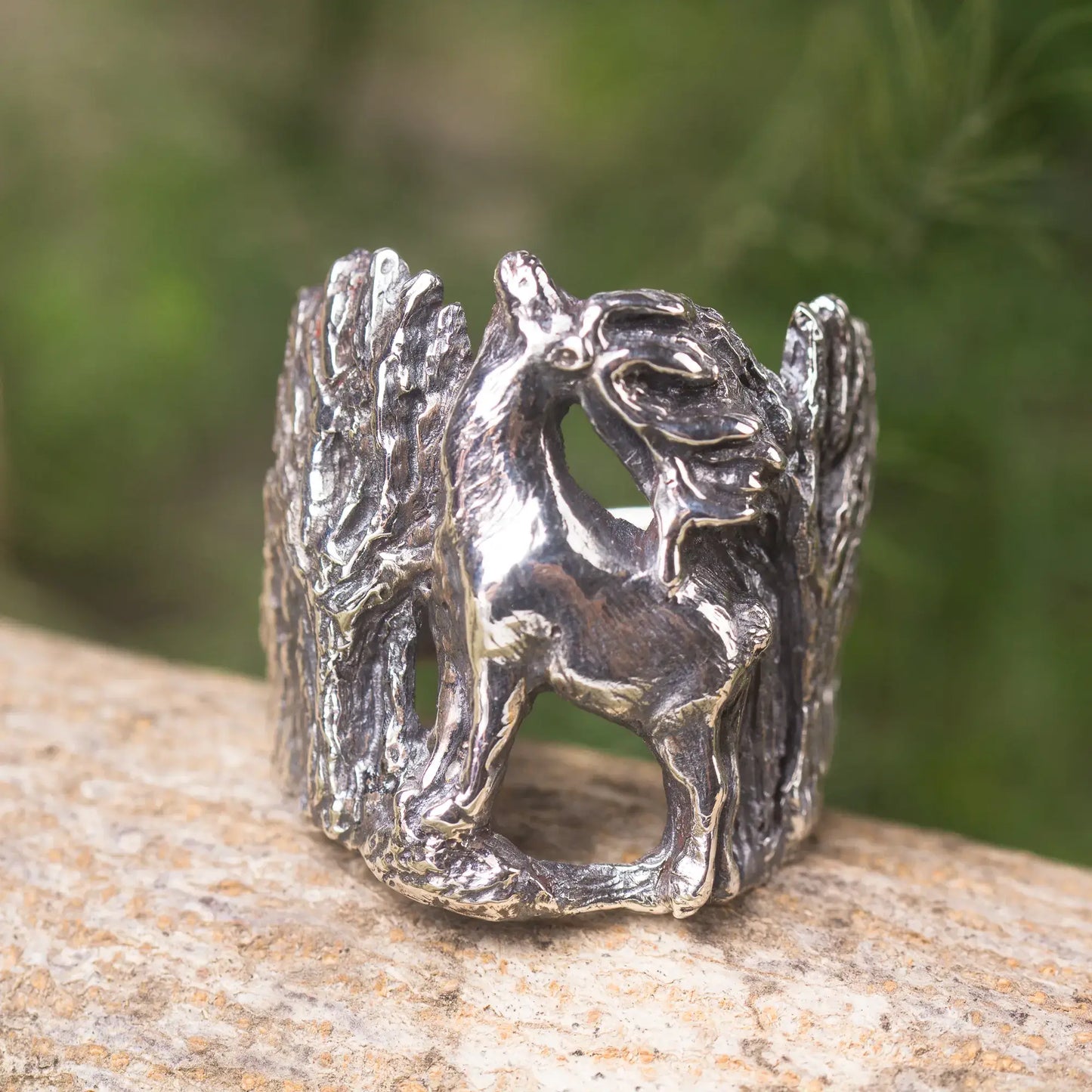 Elk Ring in Silver, Stag Ring, Enchanted Forest jewelry, Woodland Spirit Animal Ring