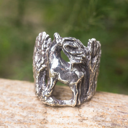 Elk Ring in Silver, Stag Ring, Enchanted Forest jewelry, Woodland Spirit Animal Ring