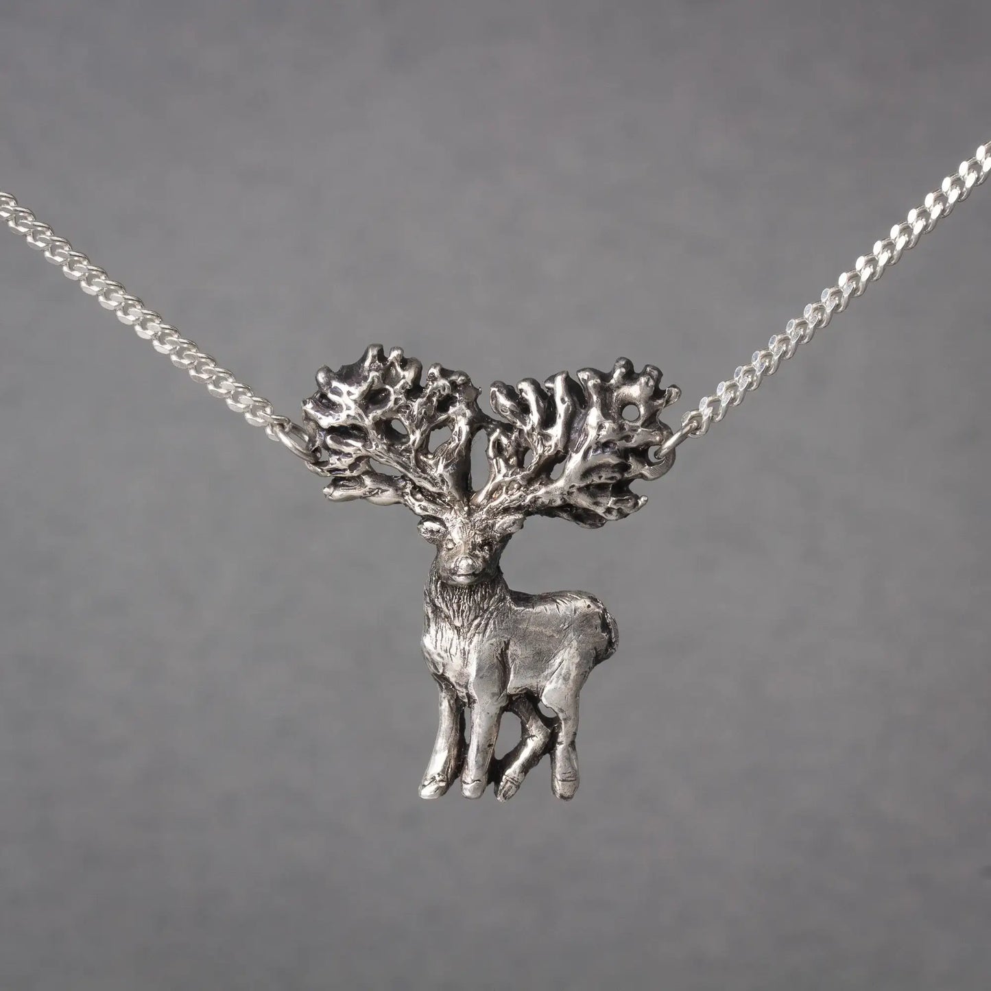 Elk pendant in Silver, Statement Stag Pendant, Spirit of the Forest Necklace