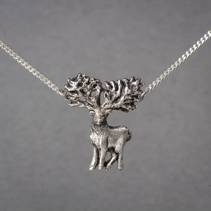 Elk pendant in Silver, Statement Stag Pendant, Spirit of the Forest Necklace