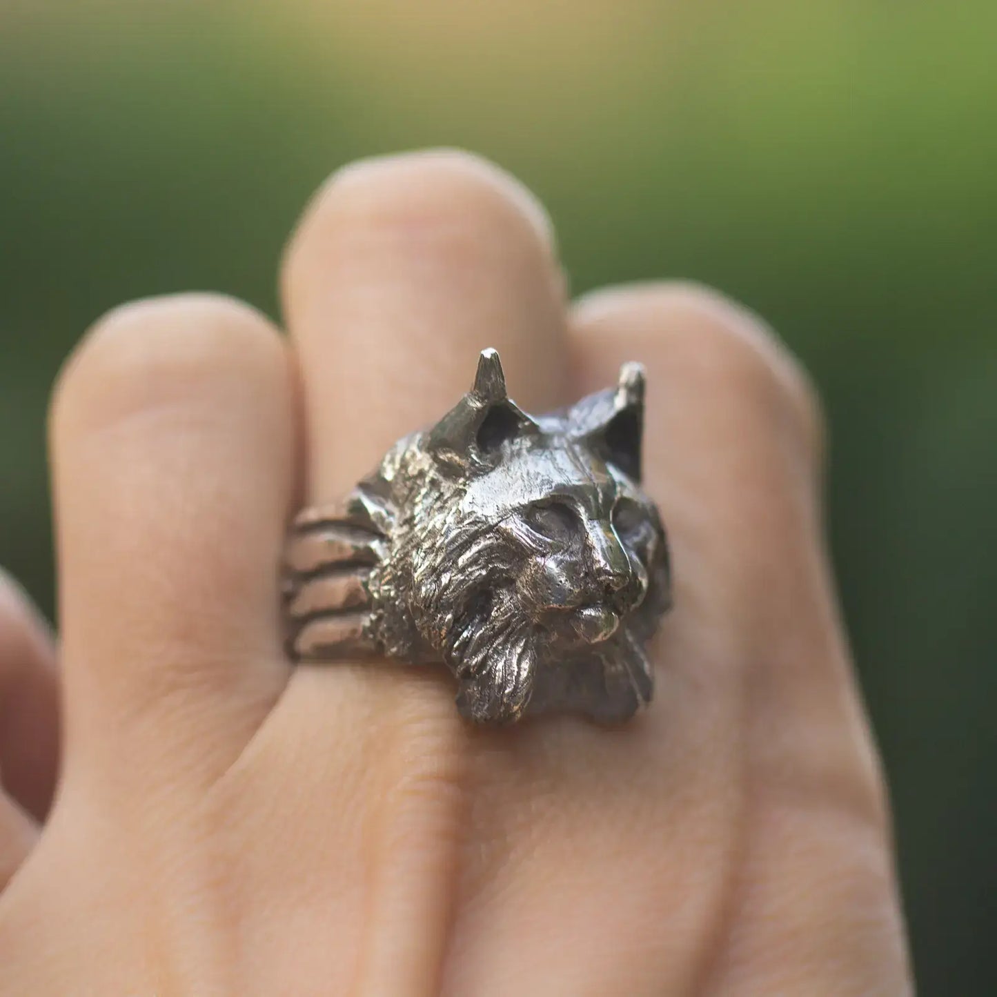 Lynx Ring in Silver, Wild Cat Ring , Man Statement Ring, Chunky Totem Ring