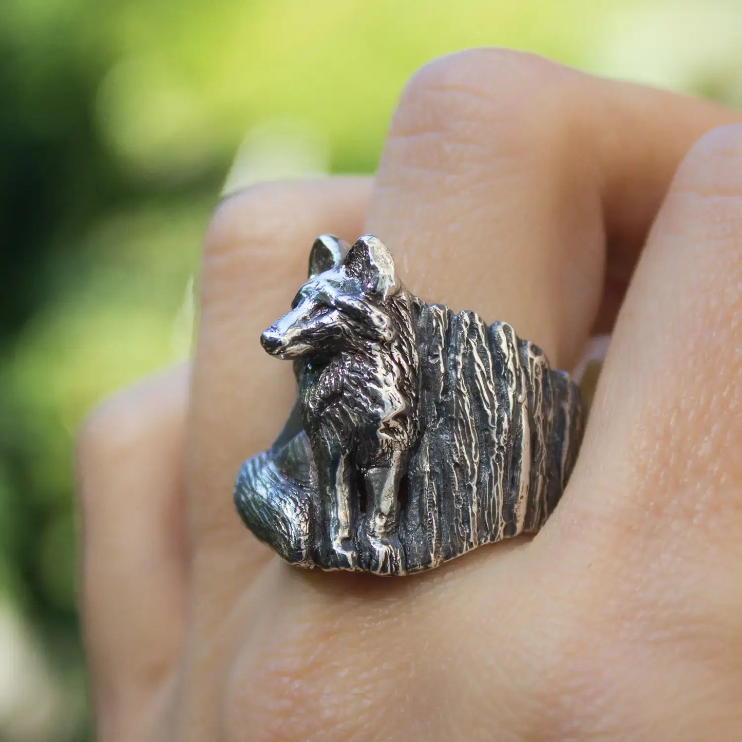 Fox Silver Statement Ring, Silver Woodland Handcrafted Ring, Fox Lovers Ring