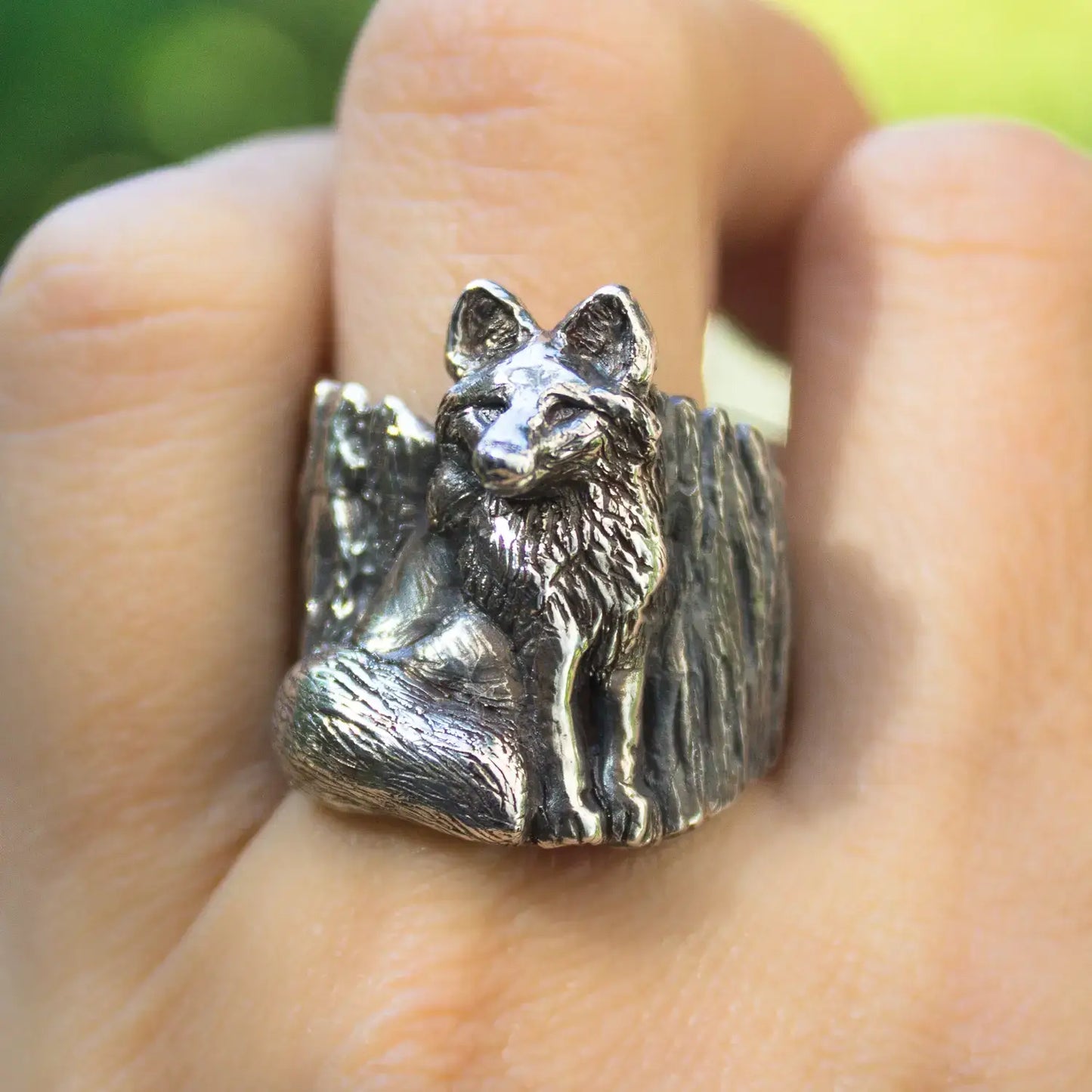 Fox Silver Statement Ring, Silver Woodland Handcrafted Ring, Fox Lovers Ring