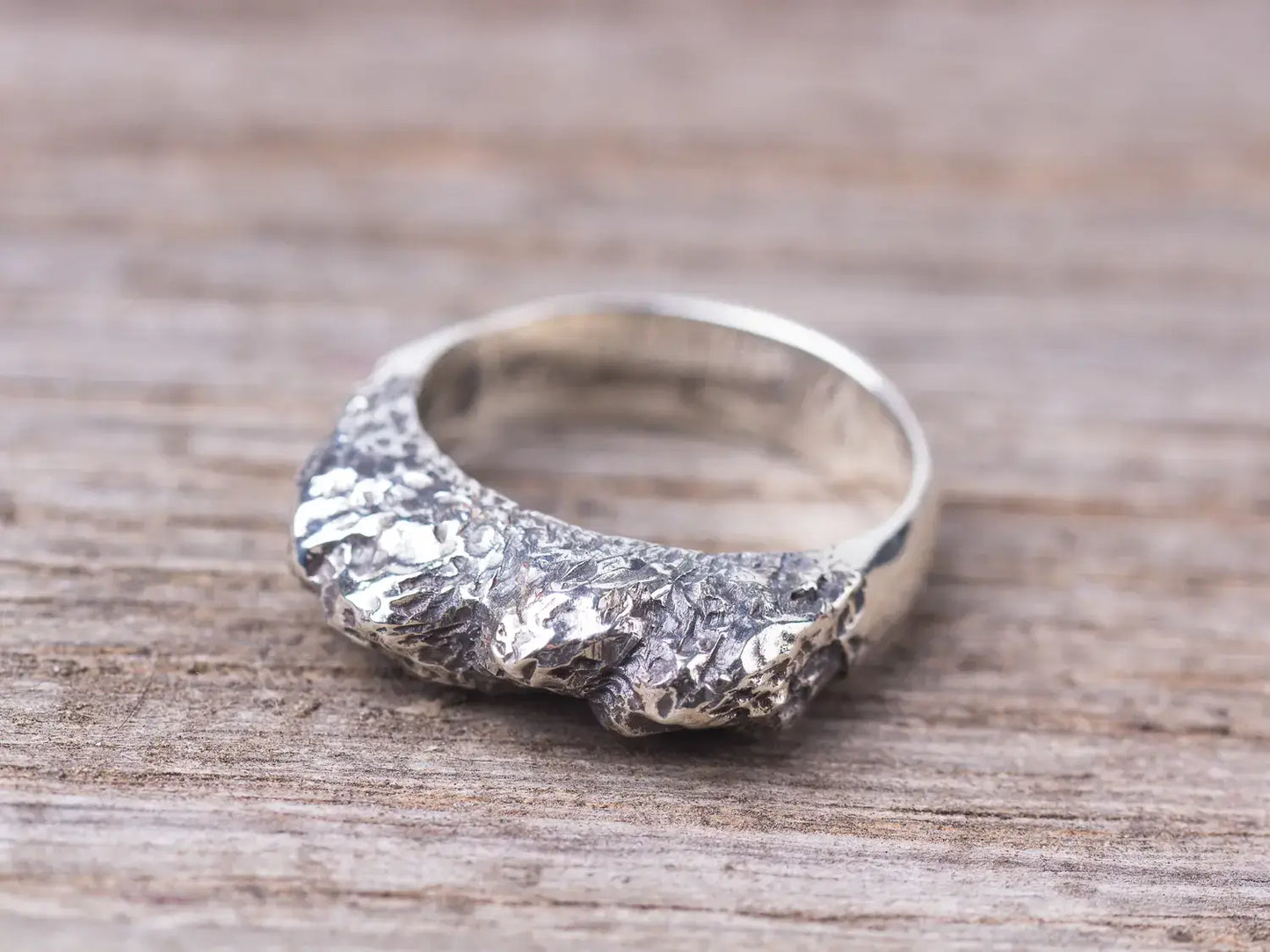 Mountain Ring, Sterling silver rock ring, Organic Textured Ring, Nature jewelry