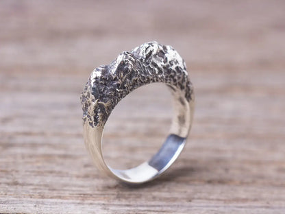 Mountain Ring, Sterling silver rock ring, Organic Textured Ring, Nature jewelry