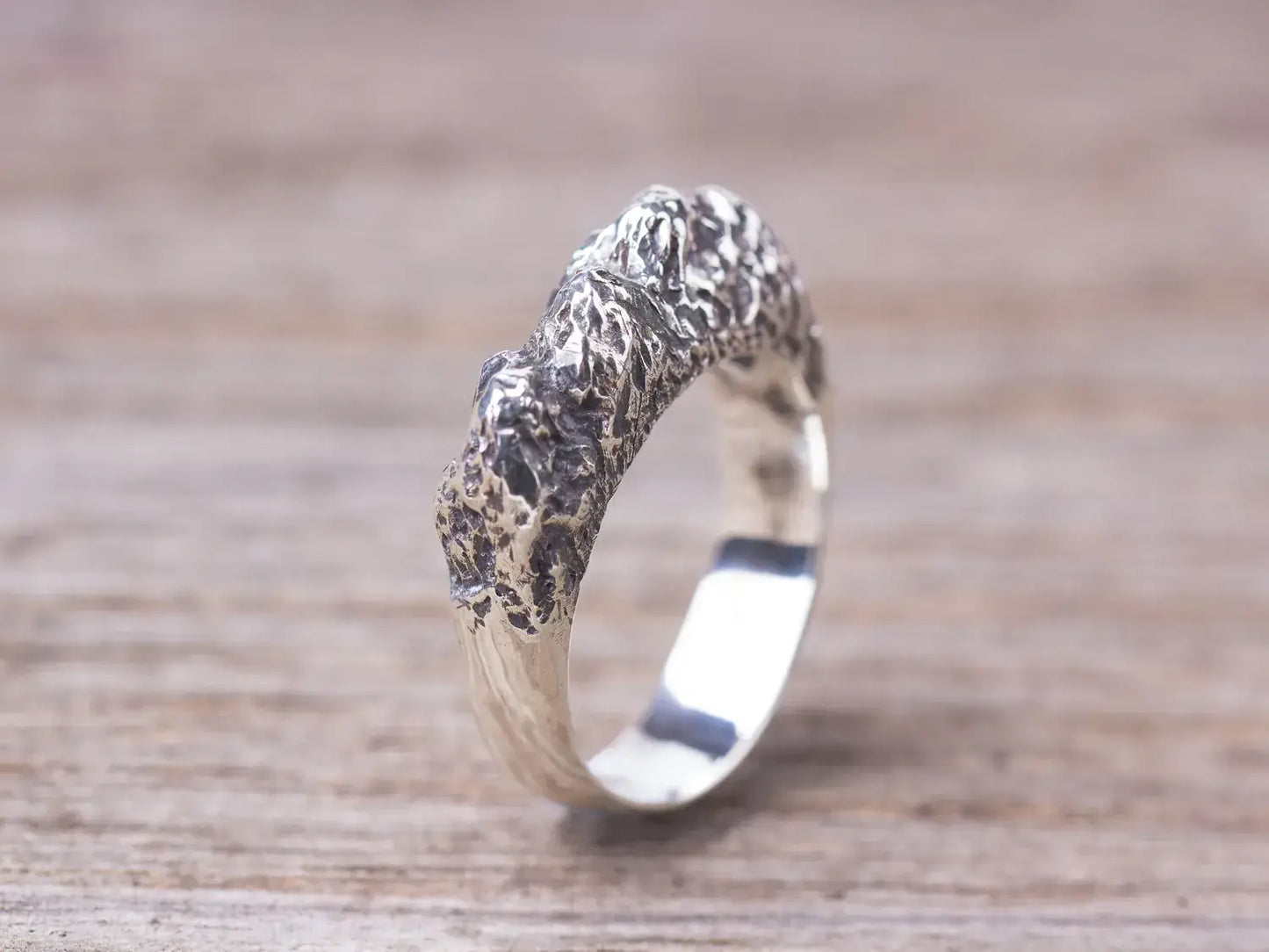 Mountain Ring, Sterling silver rock ring, Organic Textured Ring, Nature jewelry