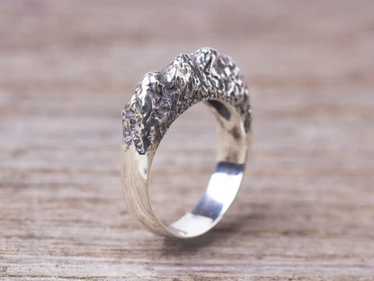 Mountain Ring, Sterling silver rock ring, Organic Textured Ring, Nature jewelry