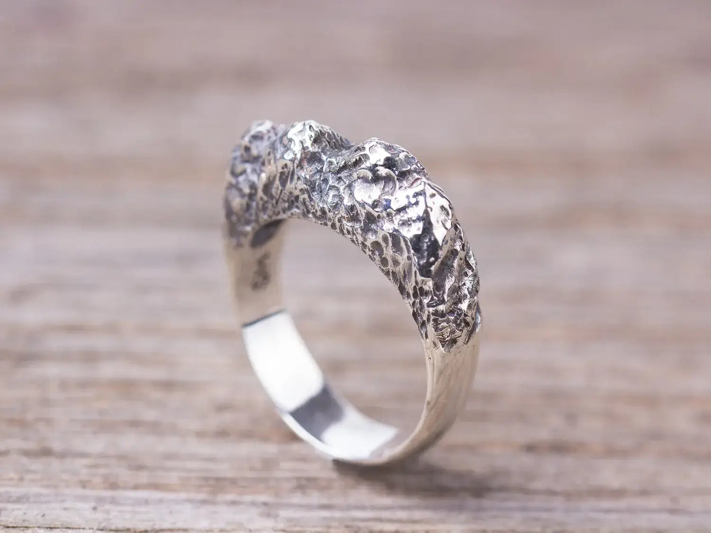 Mountain Ring, Sterling silver rock ring, Organic Textured Ring, Nature jewelry