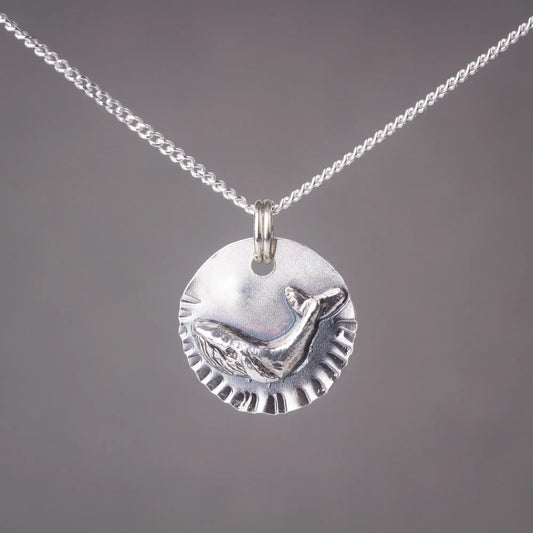 Whale Charm Pendant Necklace in Silver, Ocean Animal Necklace, Marine Creature Pendant