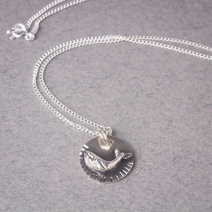 Whale Charm Pendant Necklace in Silver, Ocean Animal Necklace, Marine Creature Pendant