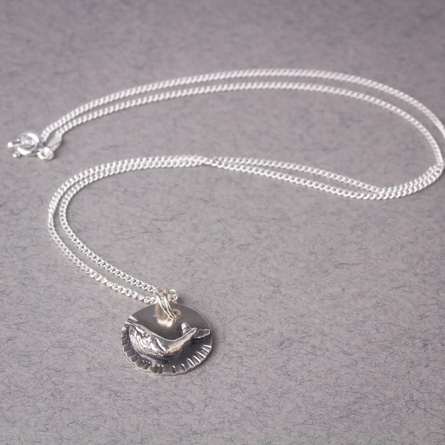 Whale Charm Pendant Necklace in Silver, Ocean Animal Necklace, Marine Creature Pendant