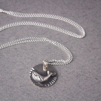 Whale Charm Pendant Necklace in Silver, Ocean Animal Necklace, Marine Creature Pendant