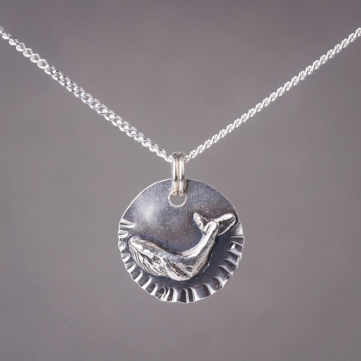 Whale Charm Pendant Necklace in Silver, Ocean Animal Necklace, sea Creature Pendant