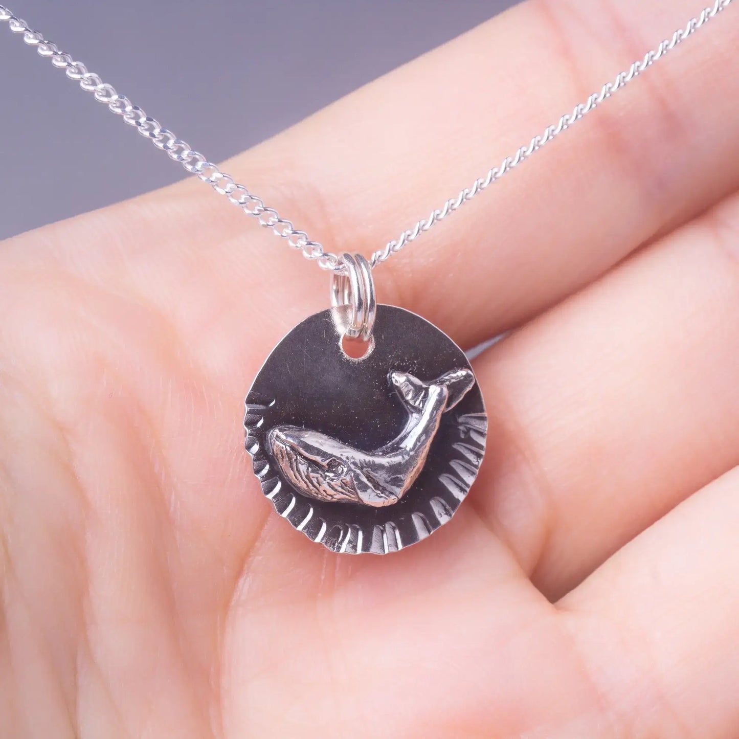 Whale Charm Pendant Necklace in Silver, Ocean Animal Necklace, Marine Creature Pendant