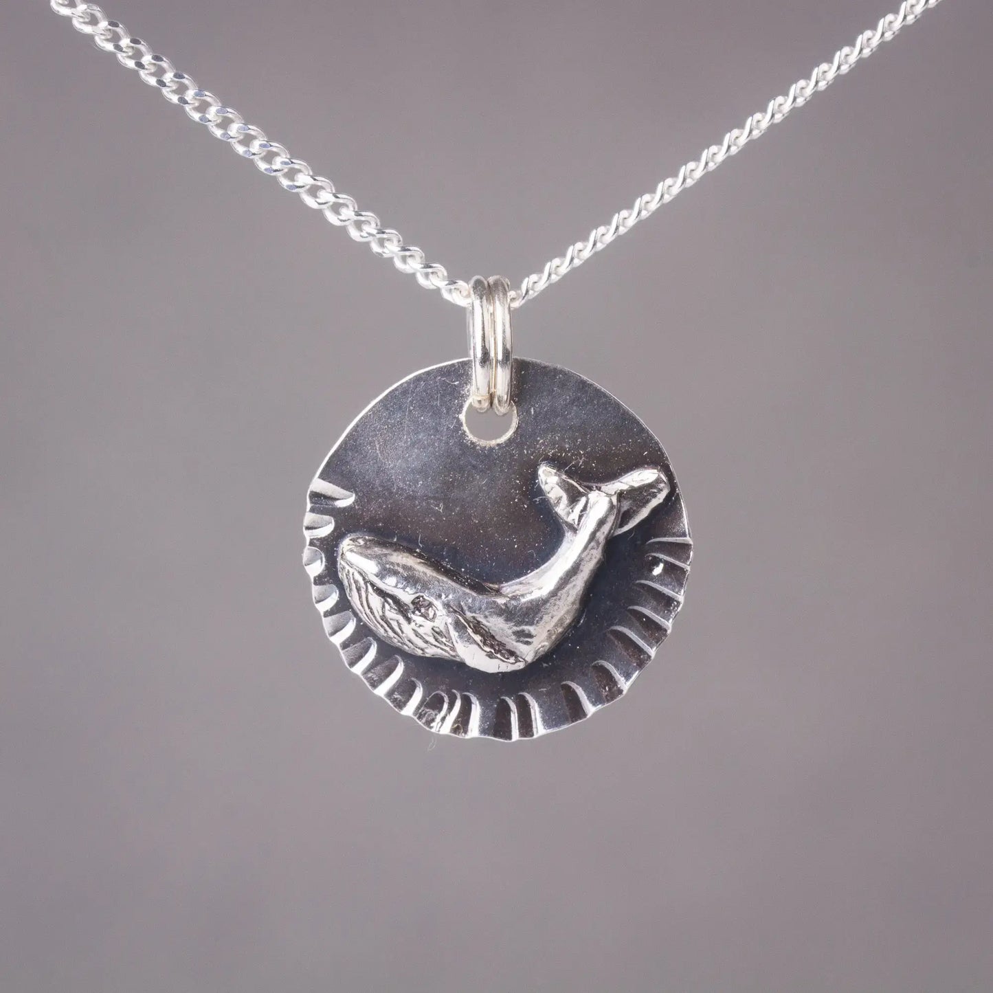 Whale Charm Pendant Necklace in Silver, Ocean Animal Necklace, Marine Creature Pendant