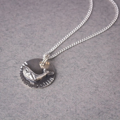 Whale Charm Pendant Necklace in Silver, Ocean Animal Necklace, Marine Creature Pendant