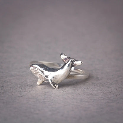 Whale Ring in Sterling Silver, Minimalist Ocean Ring, Sea Lovers Gift