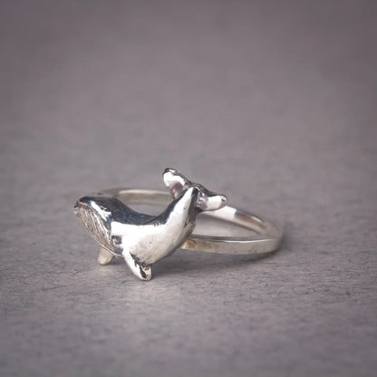 Whale Ring in Sterling Silver, Minimalist Ocean Ring, Sea Lovers Gift