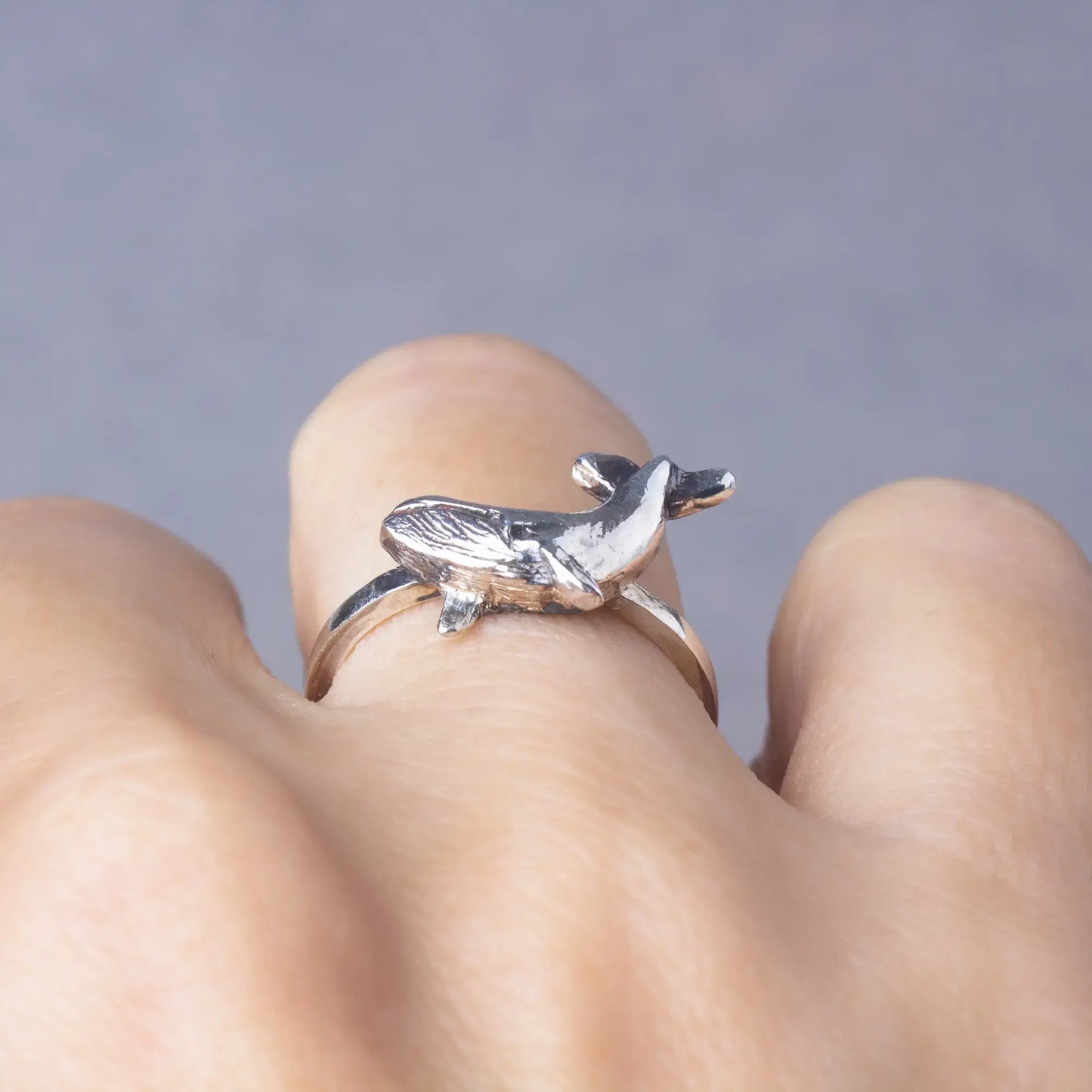 Whale Ring in Sterling Silver, Minimalist Ocean Ring, Sea Lovers Gift