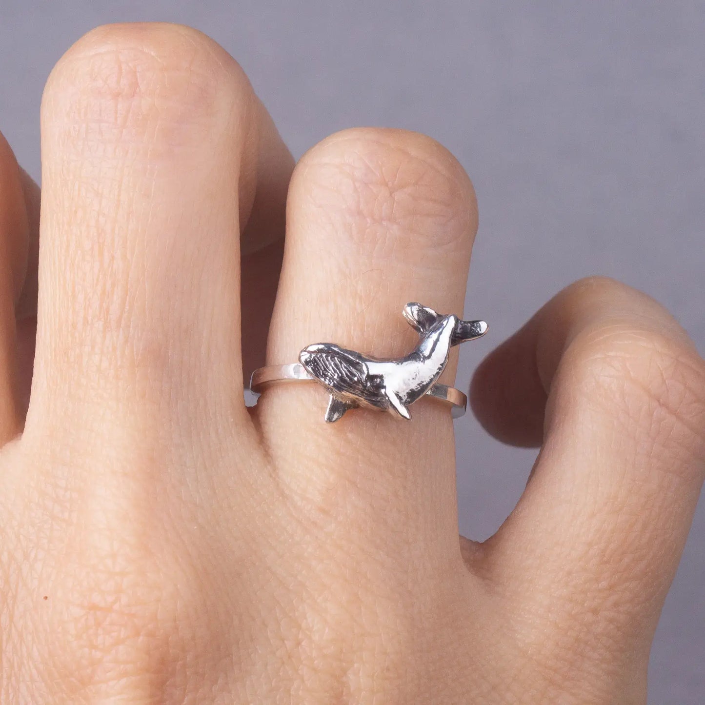 Whale Ring in Sterling Silver, Minimalist Ocean Ring, Sea Lovers Gift