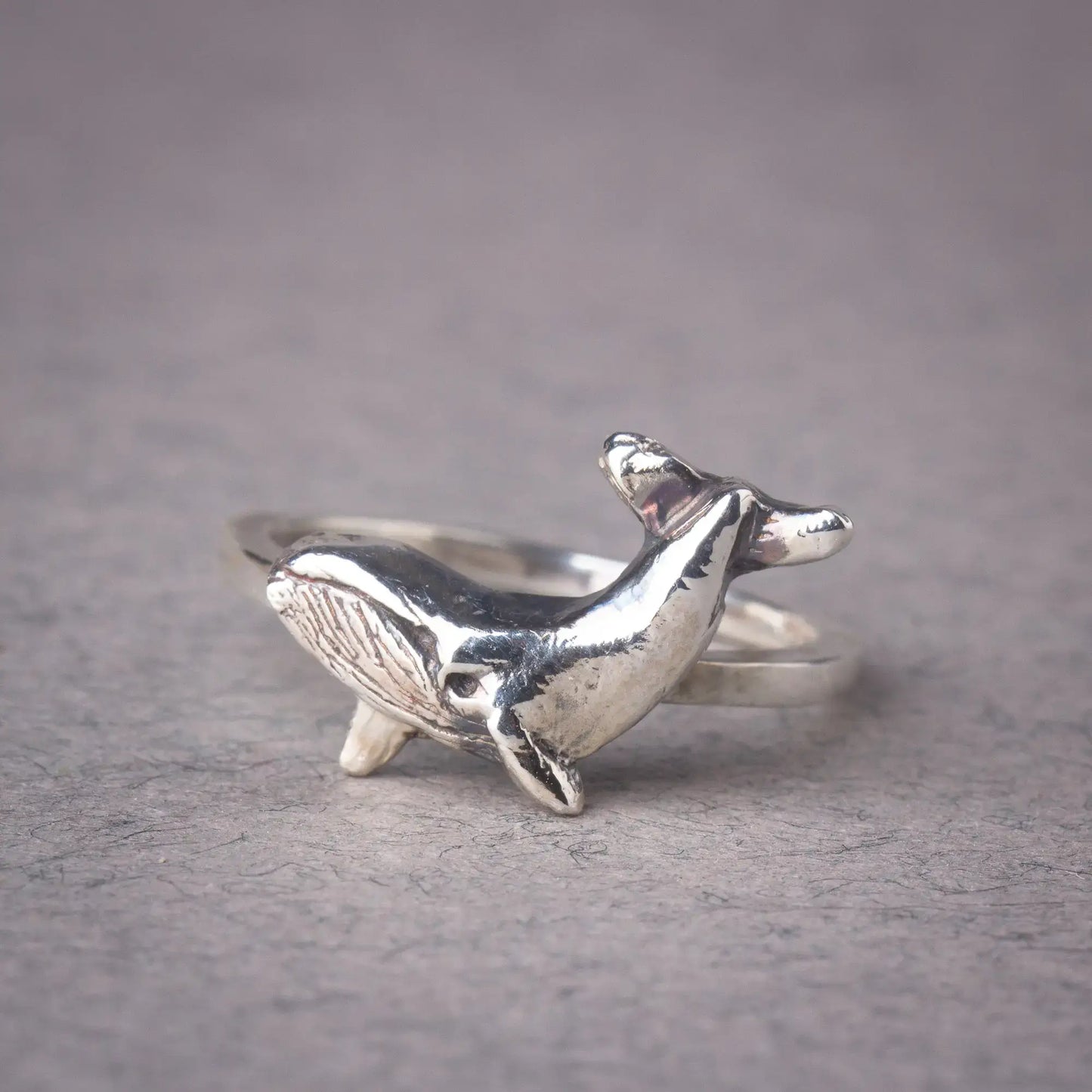 Whale Ring in Sterling Silver, Minimalist Ocean Ring, Sea Lovers Gift