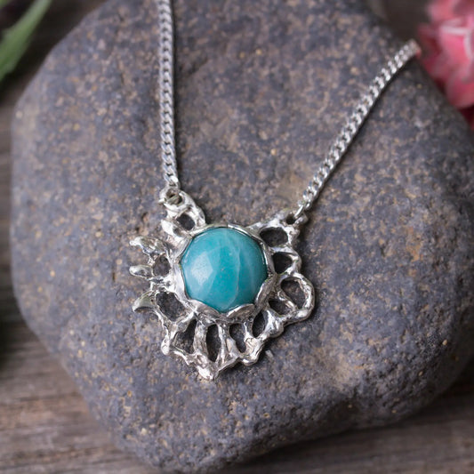 amazinite silver witch pendant necklace