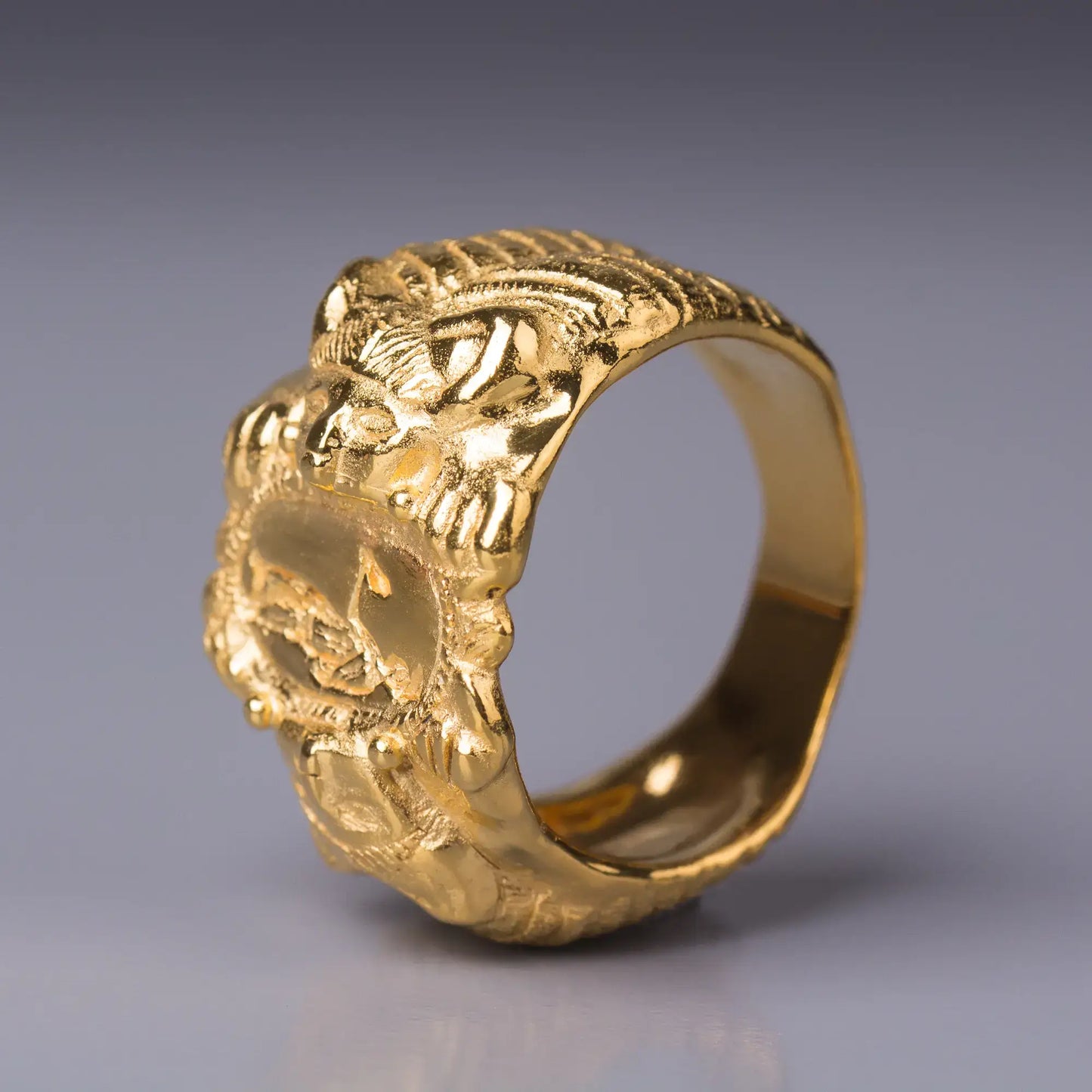 14k Gold antique Style Ring, Etruscan-Inspired Signet Ring