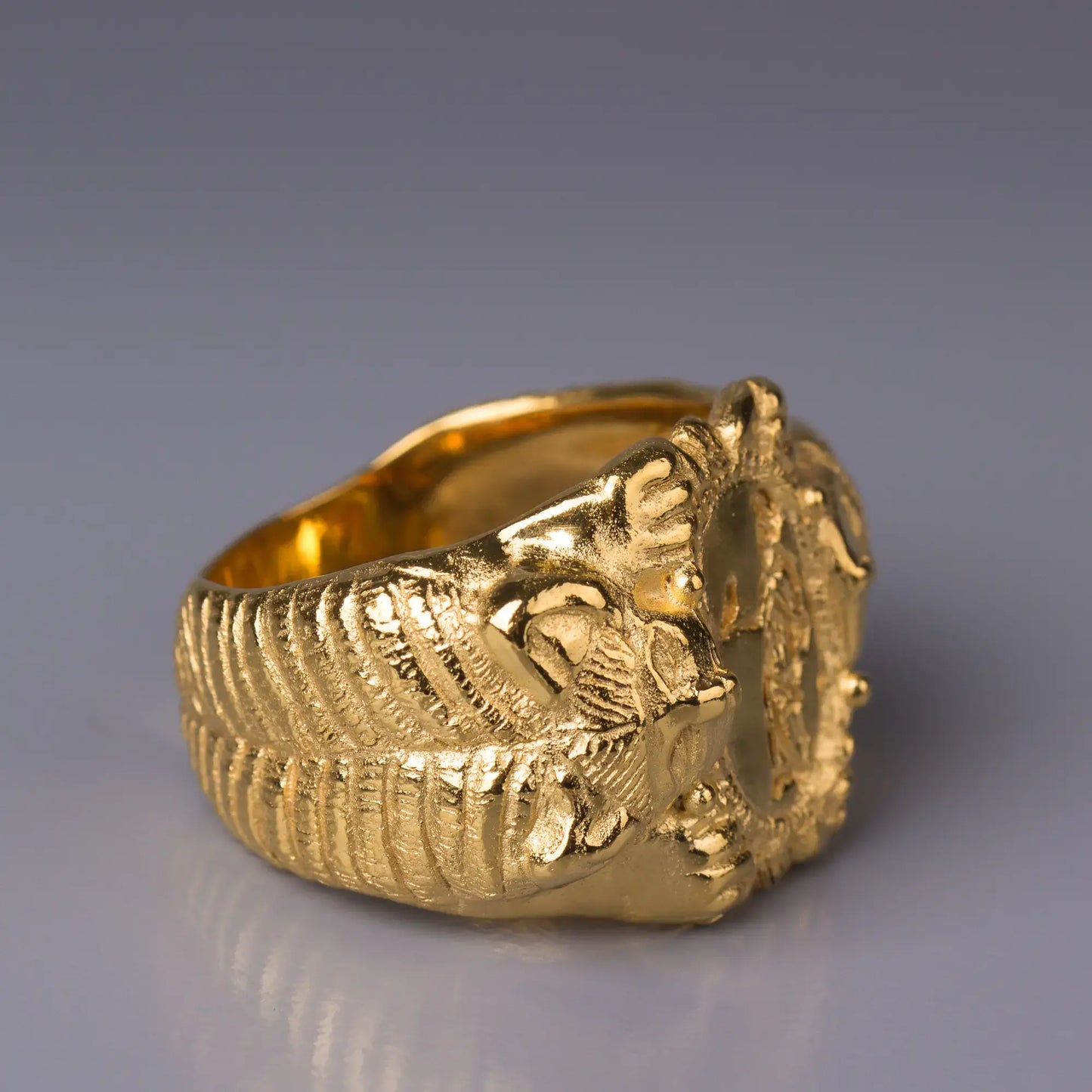 14k Gold antique Style Ring, Etruscan-Inspired Signet Ring