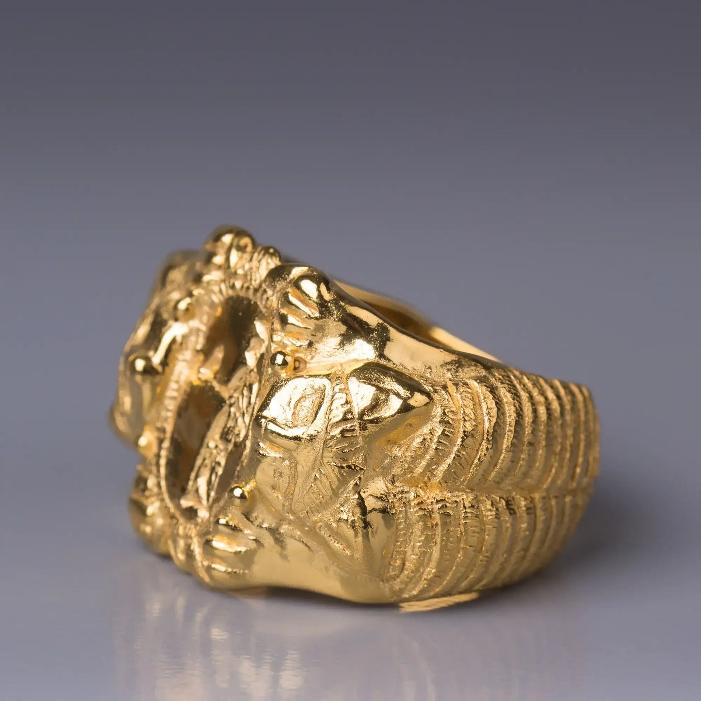 14k Gold antique Style Ring, Etruscan-Inspired Signet Ring