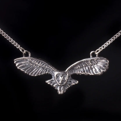 Owl Pendant in Silver,Bird Witch Pendant