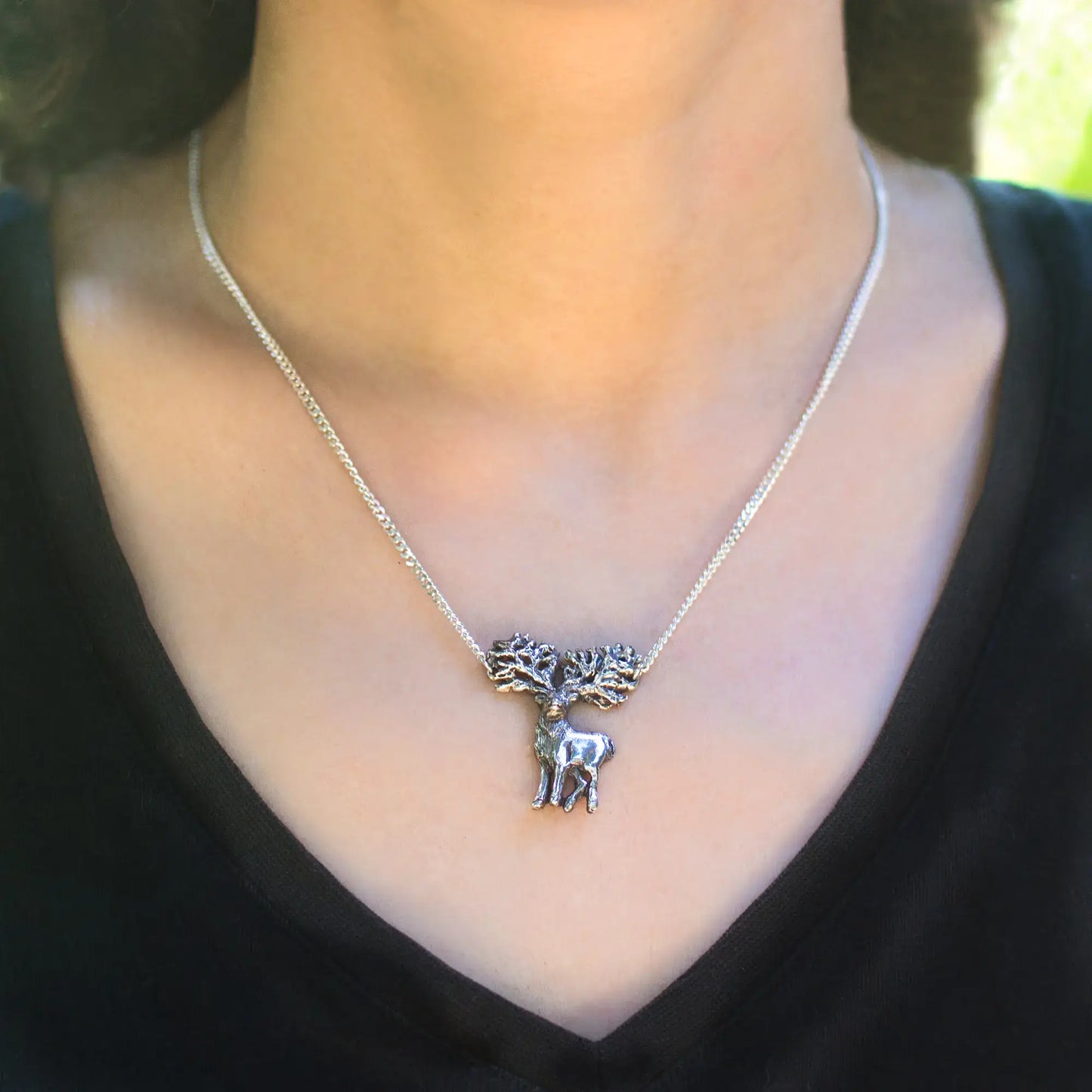 Elk pendant in Silver, Statement Stag Pendant, Spirit of the Forest Necklace