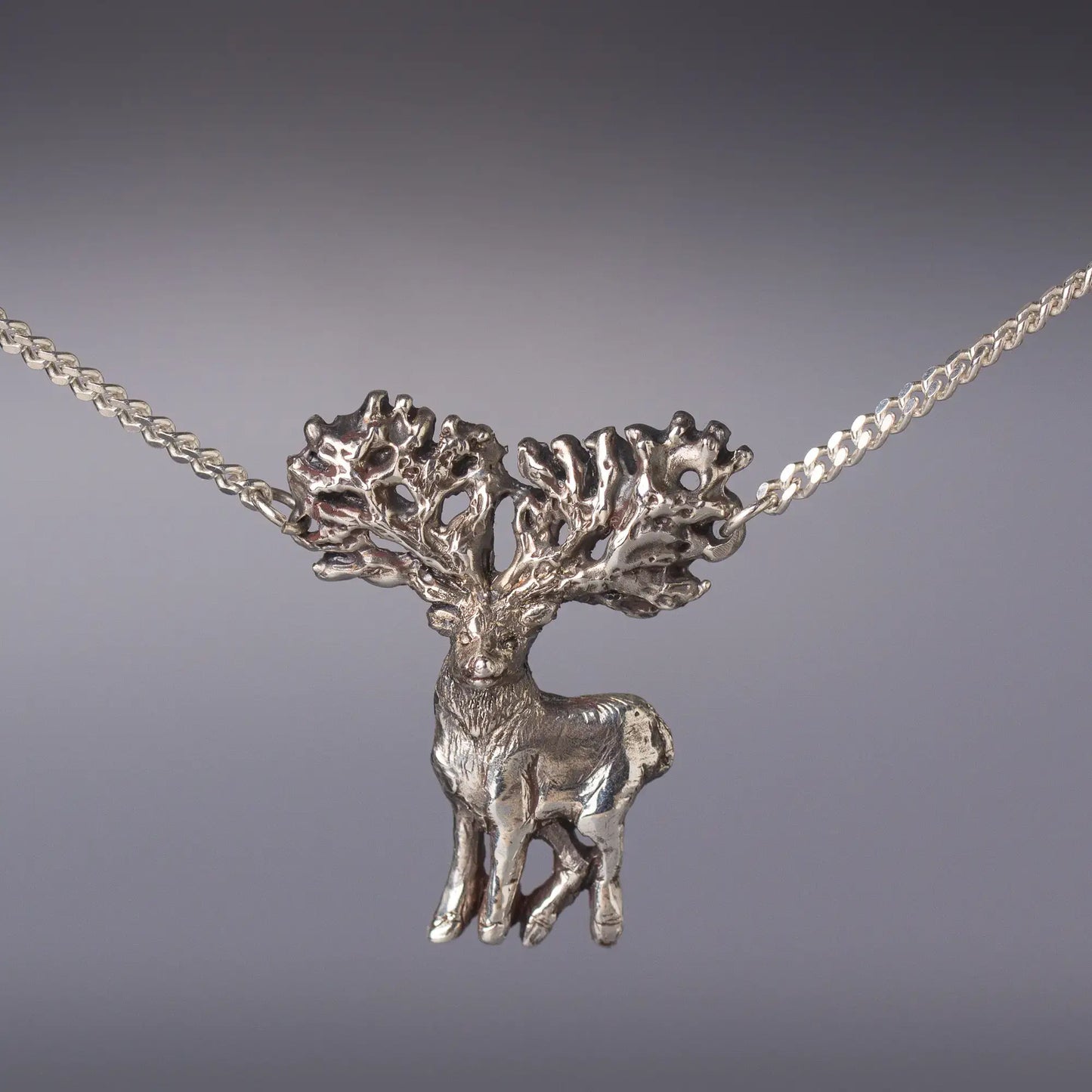 Elk pendant in Silver, Statement Stag Pendant, Spirit of the Forest Necklace