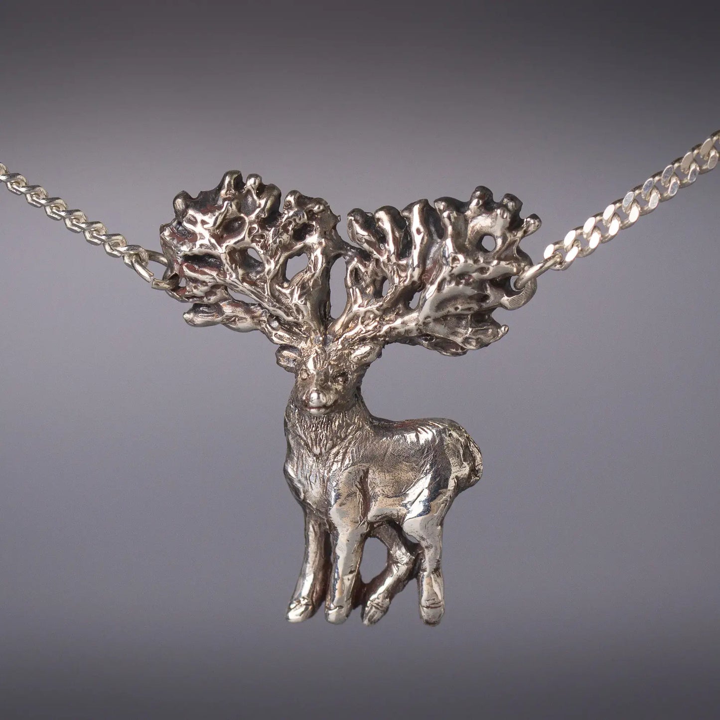 Elk pendant in Silver, Statement Stag Pendant, Spirit of the Forest Necklace