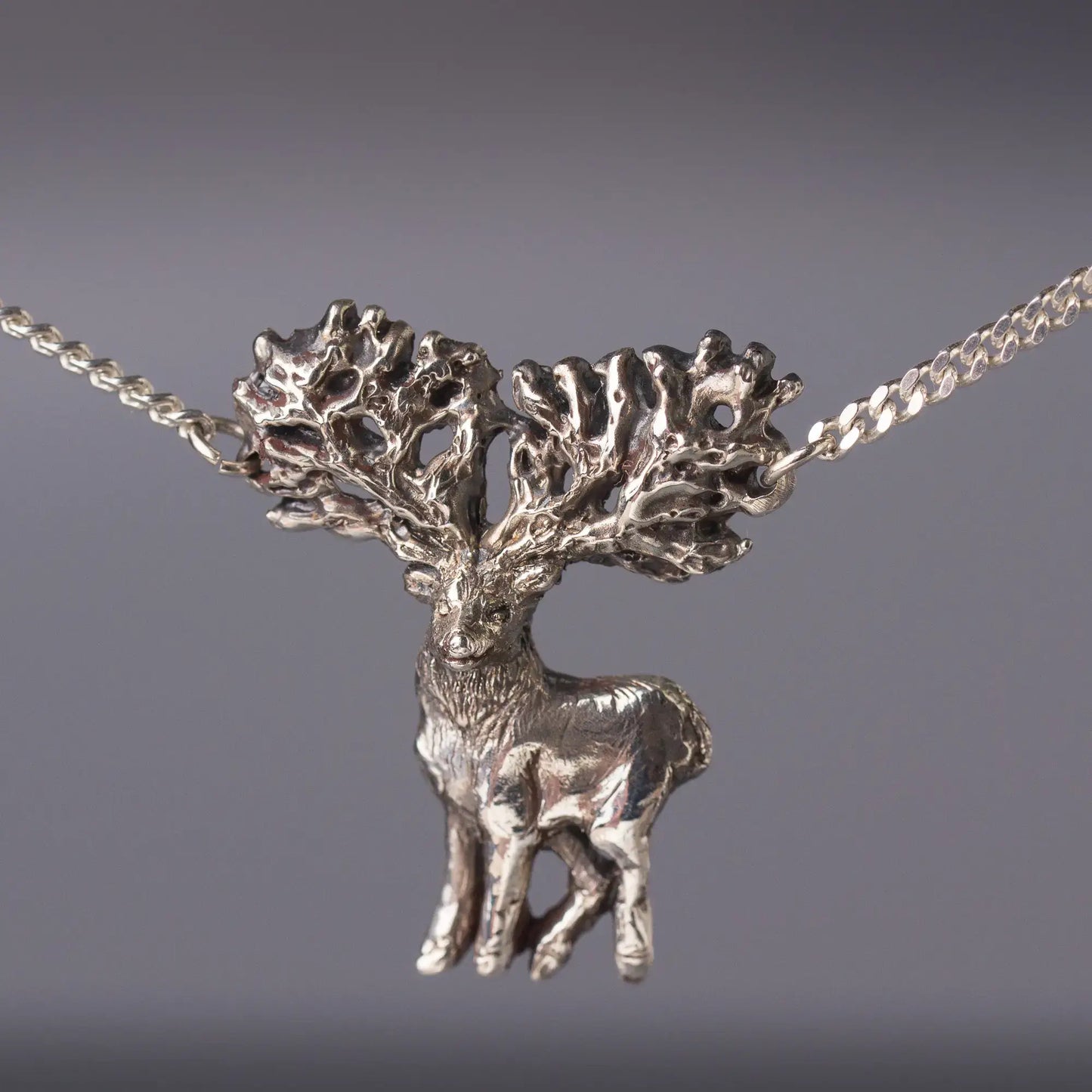 Elk pendant in Silver, Statement Stag Pendant, Spirit of the Forest Necklace