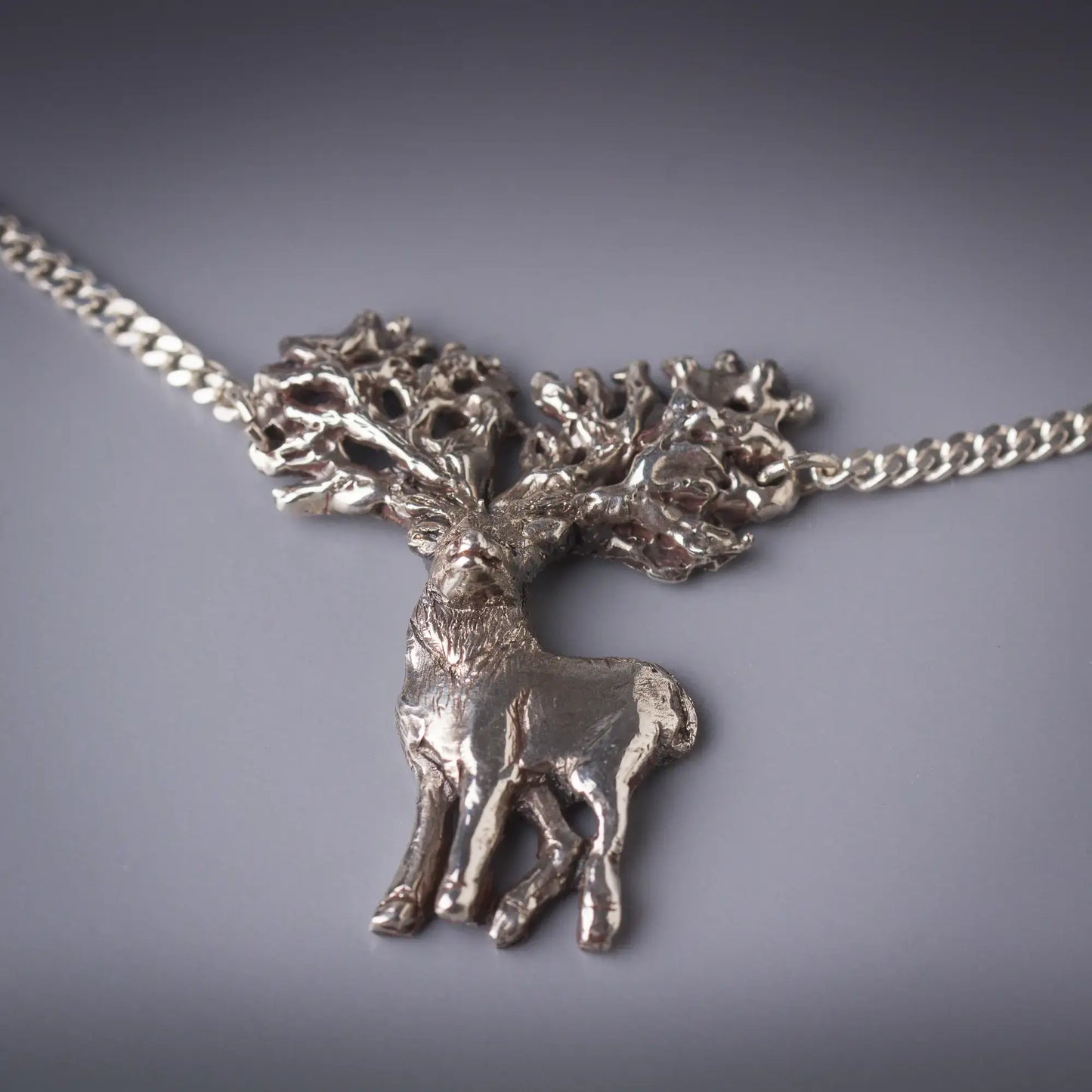 Elk pendant in Silver, Statement Stag Pendant, Spirit of the Forest Necklace