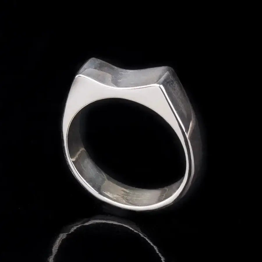 Geometric Cat Ring in Silver, Solid Sterling Silver Ring, Cat Lover Gift