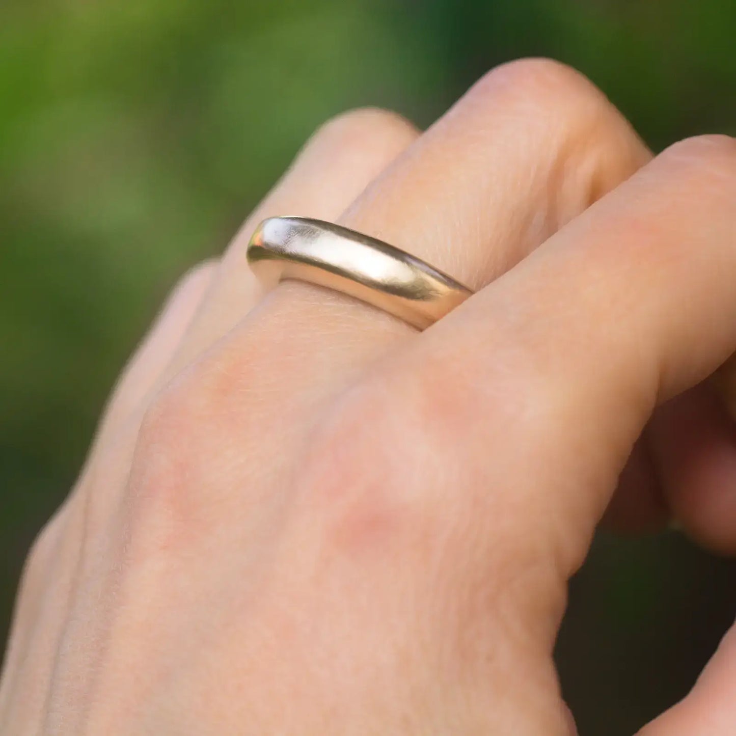 14k Gold Statement Ring, Large Gold Ring, Large Wedding Band, Half Round Gold Ring