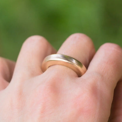 14k Gold Statement Ring, Large Gold Ring, Large Wedding Band, Half Round Gold Ring