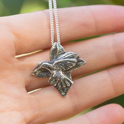 Hummingbird pendant in Silver, Hummingbird Spirit Animal Bird Gift