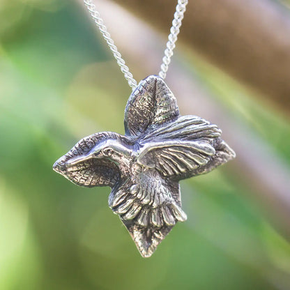 Hummingbird pendant in Silver, Hummingbird Spirit Animal Bird Gift