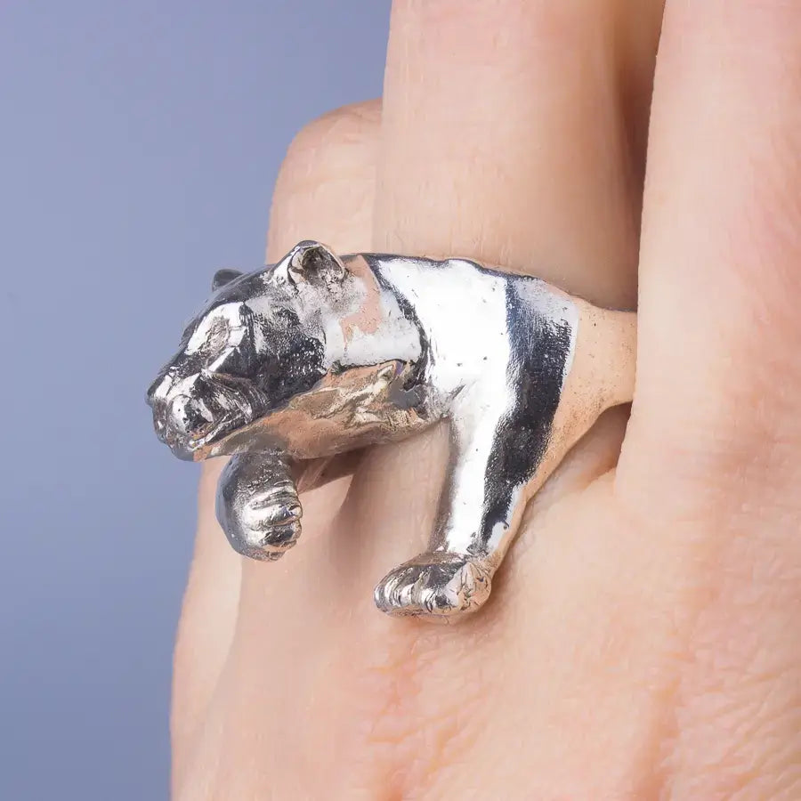 Jaguar Large Statement Ring in Silver, Panther ring, Sterling Silver Animal Ring