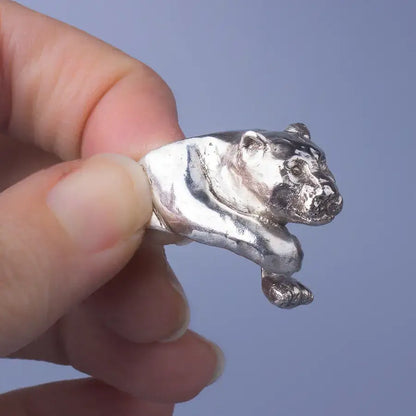 Jaguar Large Statement Ring in Silver, Panther ring, Sterling Silver Animal Ring