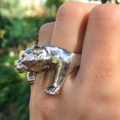  Jaguar Large Statement Ring in Silver, Panther ring, Sterling Silver Animal Ring