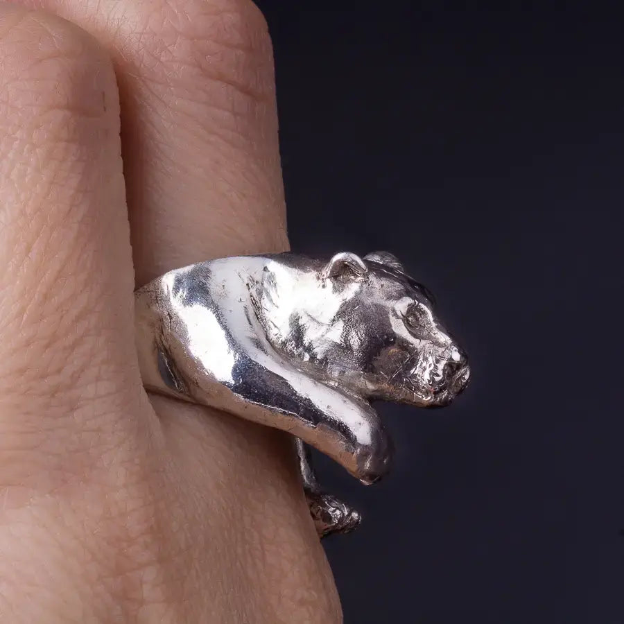  Jaguar Large Statement Ring in Silver, Panther ring, Sterling Silver Animal Ring