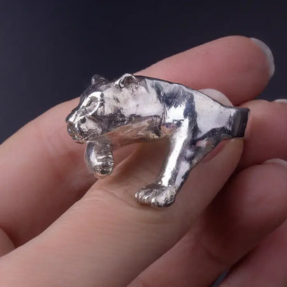 Jaguar Large Statement Ring in Silver, Panther ring, Sterling Silver Animal Ring