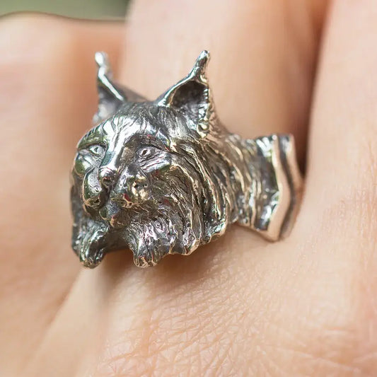 Lynx Statement Ring, Sterling Silver Spirit Wild Cat Ring