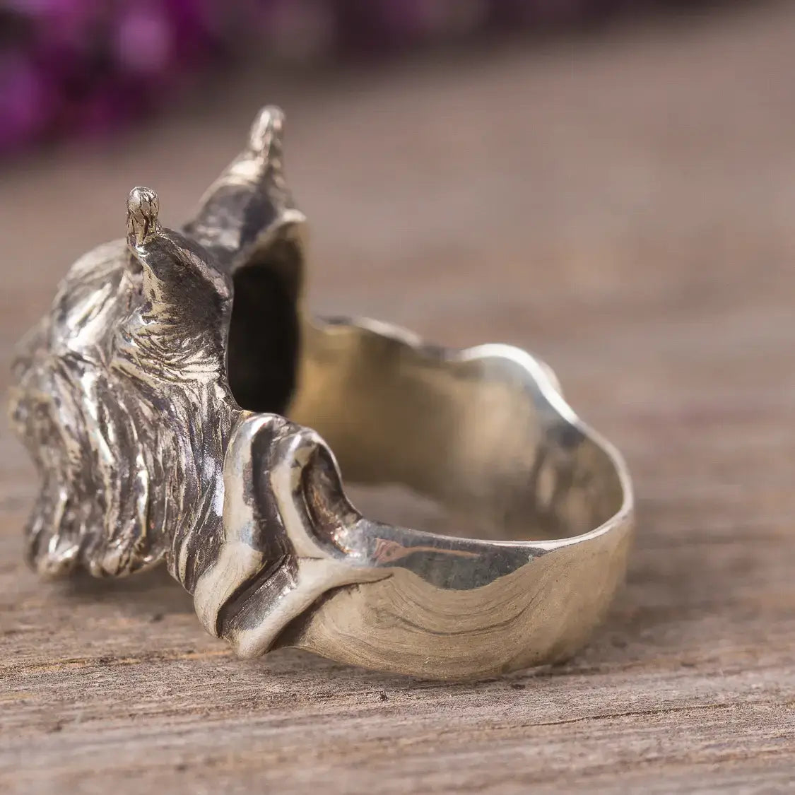 Lynx Statement Ring, Sterling Silver Spirit Animal Jewelry, Woodland Wild Cat Ring